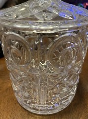 Fifth Avenue 24% Lead Crystal Biscuit Trinket Jar with Lid 8”Excellent Condition