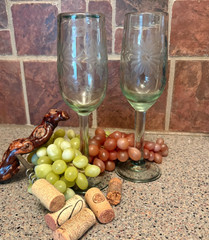 Rose Ann Hall Condessa Champagne/Wine Glasses Set of 2 Recycled Glass Vintage