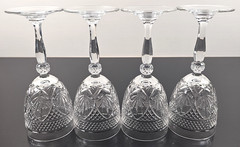 4) Cristal D’Arques Antique Clear Knob Stem Wine Glasses Set Floral Cut Etch Lot