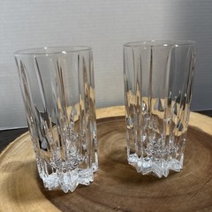 Mikasa Berkeley Crystal Highball Glasses Set of 2 Vertical Cut 5.375″ Vintage