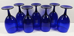 7) Pier 1 Cobalt Blue Iced Tea Glass Set Elegant Stemware Drinking Bar P1C13 Lot