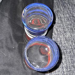 Vintage Anchor Hocking Red White and Blue Tumblers Glasses Set Of Two