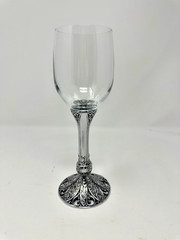 Theodora Wine Goblet Glass featuring metal stem and base