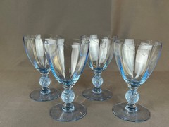4 Cambridge AURORA MOONLIGHT BLUE 6 ¼” 10oz Water Goblets: MINT