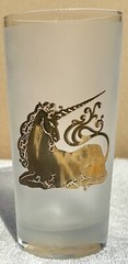 4 Vintage MCM Culver Unicorn Frosted Highball Tumblers 22K Gold Glasses Barware