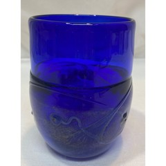 Frederick Warren Studio Art Glass Tumbler Handblown Glass Cup Blue 1993