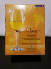 4 Vintage Luminarc France Light Blue Stem Crystal 8 Inch Wine Glass 19.5 oz
