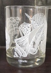 TasteSetter Nautilus Seashell Themed Old Fashioned Glass Heavy Bottom VTG 1980s