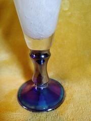 10″ Handblown Murano Glass Filigrana Goblet – Iridescent Cobalt Blue Base