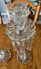 Fostoria Queen Anne Colony 22-3/4» Tall Pair Candle Holders with Prisms – 694D