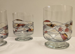Crystal Romania Stimas Mosaic Stained Glass Colorful Highball Glasses Set of 6