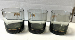 3 Smokey Black Bacardi Rum on the Rocks Old Fashion Tumbler Glasses Barware