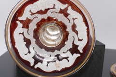Heckert Antique Chalice set Two Gilded Enameling Neoclassical Dolphin Design SGD