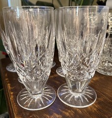 Waterford (2) Lismore Iced Tea Glasses Footed MINT Condition Gothic Mark A+