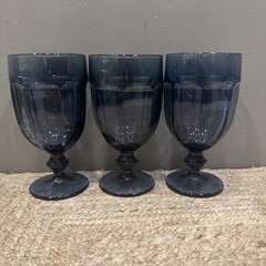 3- Pc Duratuff Libbey Dusky Blue Gibralter Ice Tea Goblets Glasses 7″ Pristine