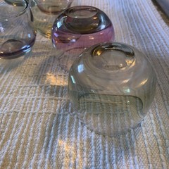 Set of 8 Colors ~ Federal Glass ~ Iridescent Pastel ~ Roly Poly Glasses ~ 3 1/4″