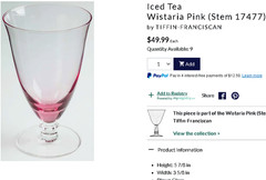 Tiffin WISTARIA PINK Iced TEA Glass TEA Tumbler 5-7/8” EXC. RARE (8 AVAILABLE)