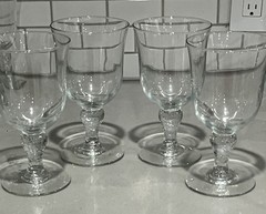 LIBBEY Glass MARTELLO Clear Water Goblet/s 7″ Hammered Stem 2006 Sets of 2 or 4