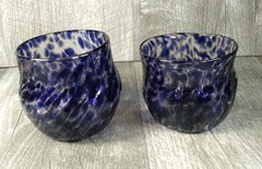 Cobalt Blue Tumbers,Pair Hand Blown Signed Dated 2000,