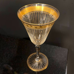 Cellini Italian Crystal Wine Goblet Vintage Replacement 24K Gold Trim Greek Key