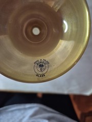 2 Bombay Co. Gold & Amber Champagne Flutes 10” Glasses Made in Poland EUC