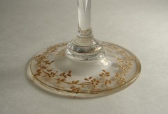 6 Art Nouveau Moser Wine Glasses Hand Painted Raised Gold Flowers Scrolls marked