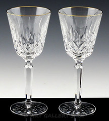 Waterford Ireland Crystal LISMORE GOLDEN RIM 7-3/8″ WINE GLASSES Set of 2 Unused