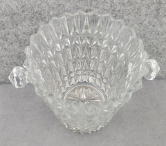 Small Mid Century Ice Bucket ~ Geometric Pressed Glass