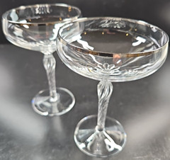 2 Lenox Madison Platinum Champagne Sherbert Glasses Set Crystal Twisted Stemware
