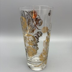 Gay Fad Gold Acorn Leaf High Ball Glasses 5.75” Tall 12 Oz MCM Set Of 7