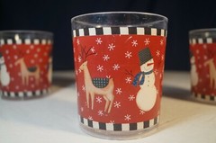 4 Plastic Folk Art (Snowman & Deer) Cups by Sakura