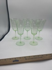 Uranium Wine Glasses 7.5 Inches Tall Set Of Five Beautiful Glow