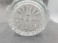 Small Mid Century Ice Bucket ~ Geometric Pressed Glass
