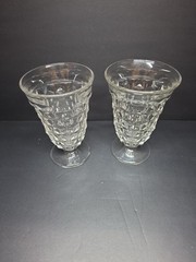 Set of 2 Fostoria American Clear Footed Iced Tea Glasses Cubist Cube Vintage