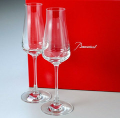 BACCARAT Champagne Glass Chateau 2 pair flute Set Clear Crystal H9.8xW3.5