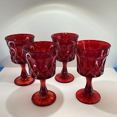 4 Perspective Ruby Red water goblets by Noritake Japan 6.5”H 3.75”W