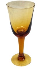 Vintage Mid Century Hand Blown Amber Glass Wine Water Goblet | 12 Ounce | 8.5″H