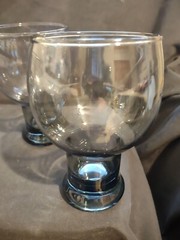 Set of 4 Vintage Federal 1960s Smoke Gray Glasses Goblets 5 ½”