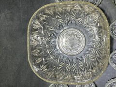 Vintage 8 Serving Brockway Punch Bowl Set W/ Box Ladle & Hooks Party Glassware