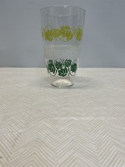 Vintage Libbey Glass Green Ivy Leaves White Picket Fence Band