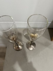 Lenox «True Love»» Champagne Flutes Set of 2 Toasting Glasses Silverplated Stem