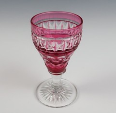 Set 11 Vintage 3oz Cranberry Cut Crystal 4.25″ Cordial Sherry Port Wine Glasses