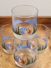Vintage Set of 4 TIENSHAN 12oz 3½» Eagle Drinking Glasses Tumblers NEW