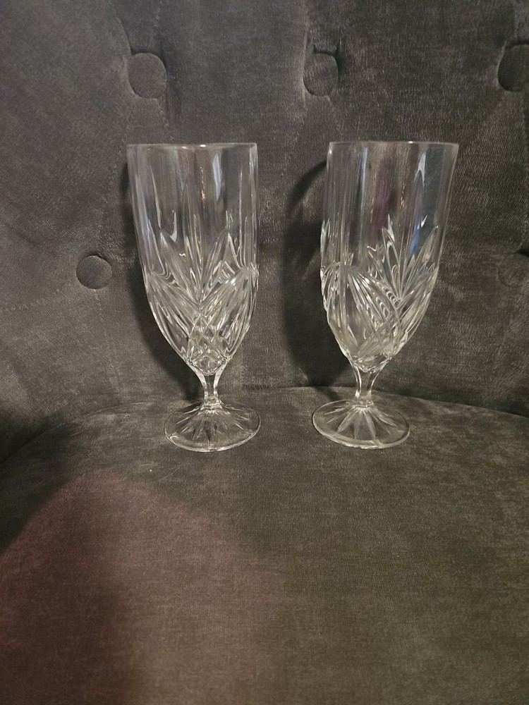 2 Milano by Godinger 24% Lead Crystal Ice Tea Glasses 7 7/8″ T & 3″W 2005 – 2007