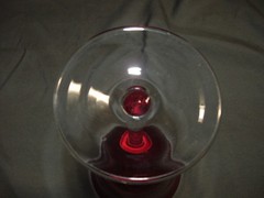 Beautiful 9″ Ruby Red Artglass Clear Stem Flared Tulip Goblet