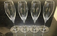 Schott Zweisel Royale Champagne Glasses Set of 4 Diamond Cut Stems MINT COND