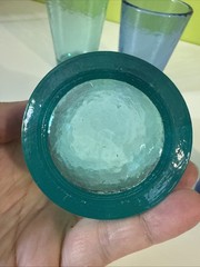 Fire & Light 12oz Tumblers Textured Glass Set Of 4: 2 Aqua And 2 Cobalt