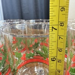 Libbey Glass Company Vtg Christmas Holly & Berries Water Wine Goblets Set Of 6