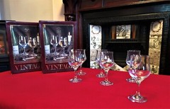 6 Quality VTG Wine Glasses with a Fine Rim by DEMA Made in England in the Box