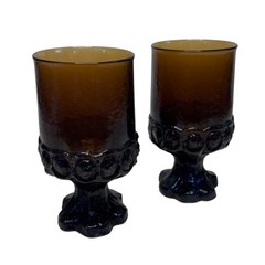 Vintage Iridescent Amber Drinking Goblets